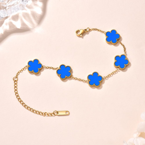Blue Clover Gold Plated Bracelet - VistaVistaVISIONS