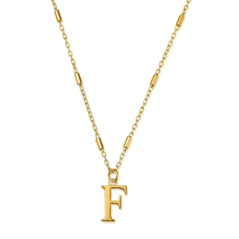 Gold F Initial Necklace - VistaVistaVISIONS