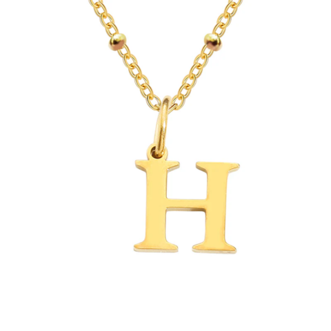 Gold H Initial Necklace - VistaVistaVISIONS