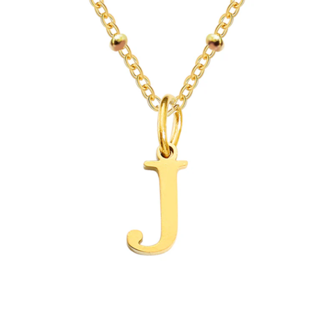 Gold J Initial Necklace - VistaVistaVISIONS