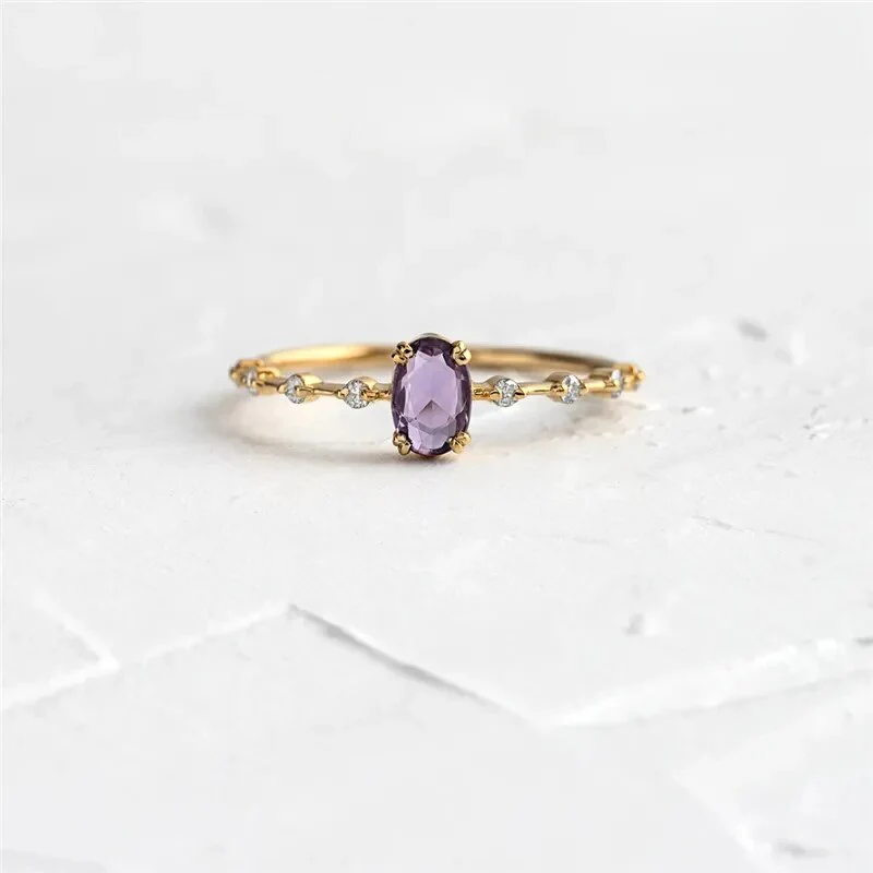 Brilliant Oval Amethyst Gold Ring - VistaVistaVISIONS