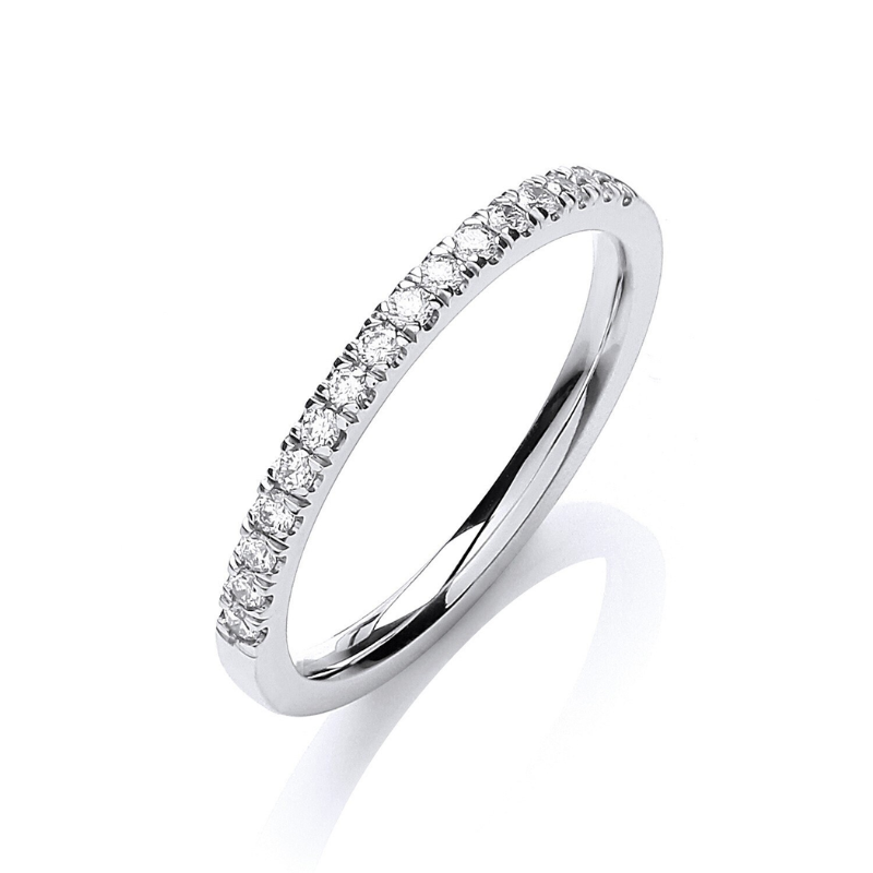 Half Shining ZIrcon Silver Band Ring - VistaVistaVISIONS