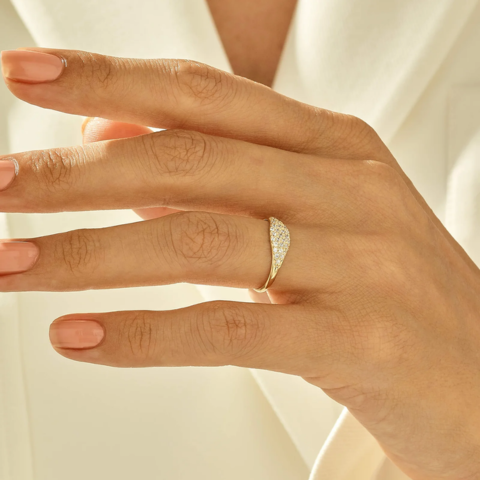 14ct Yellow Gold Plating Diamond Band Ring - VistaVistaVISIONS