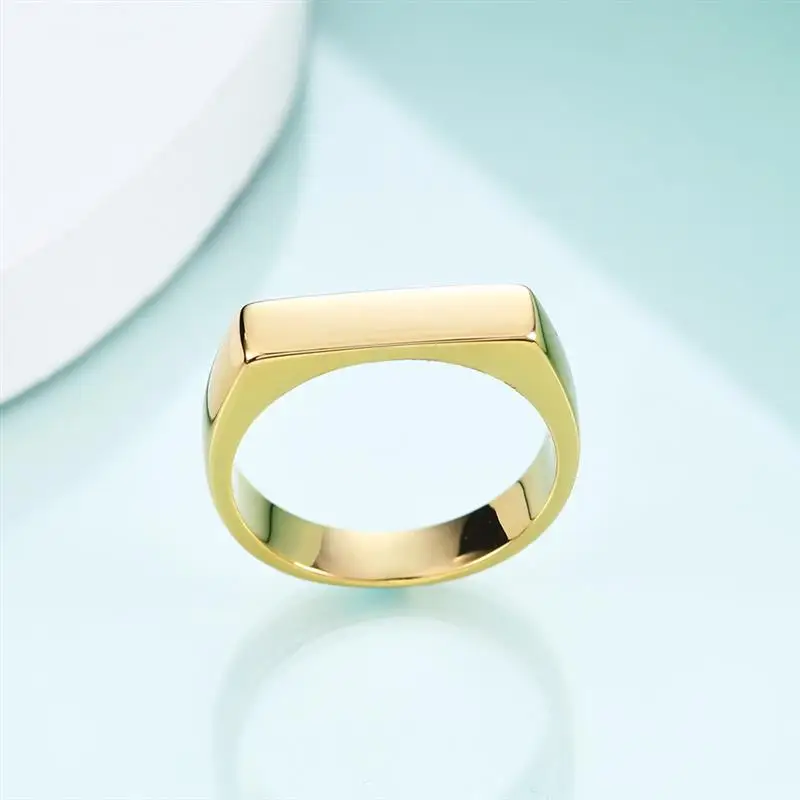 24ct Gold Plate Rectangle Signet Ring - VistaVistaVISIONS