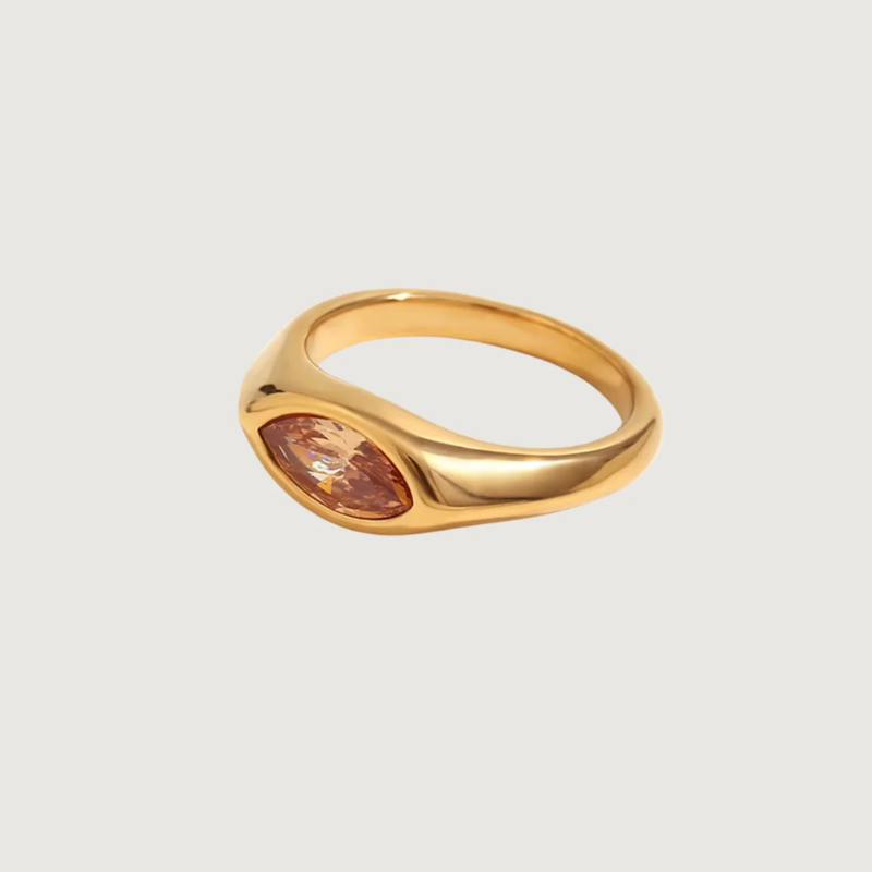 Gold Plated Gemstone Horse Eye Ring - VistaVistaVISIONS