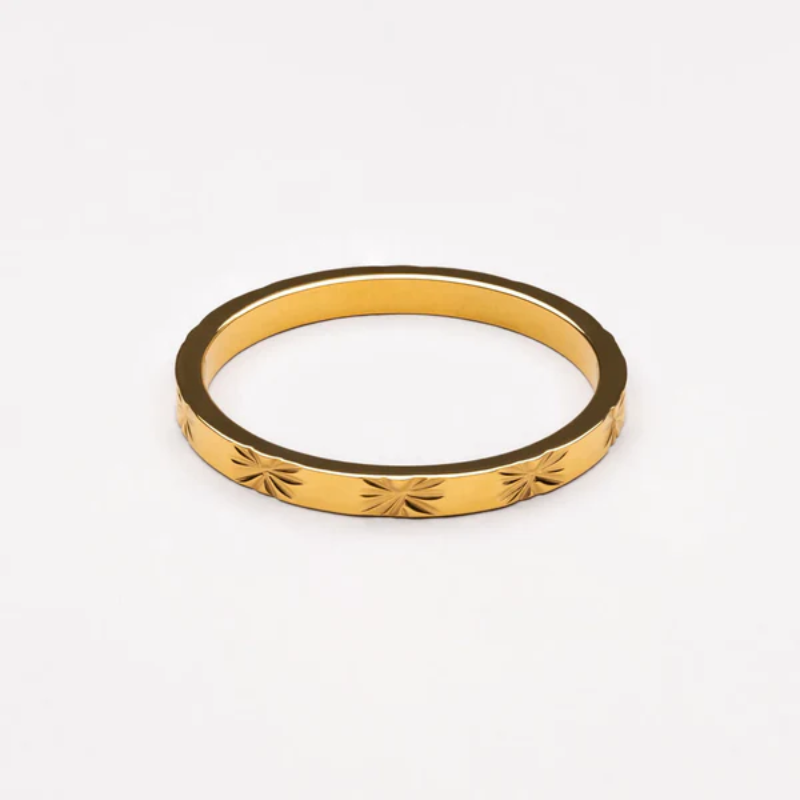 Shining Gold Star Pattern Band Ring