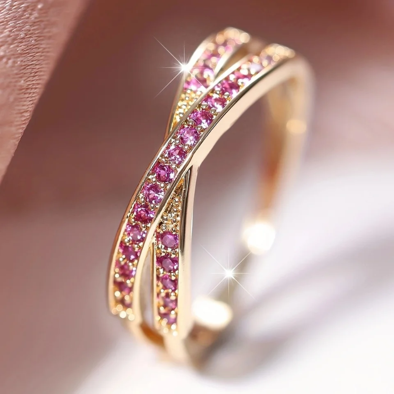 Ruby Stone Gold Plated Stack Ring - VistaVistaVISIONS