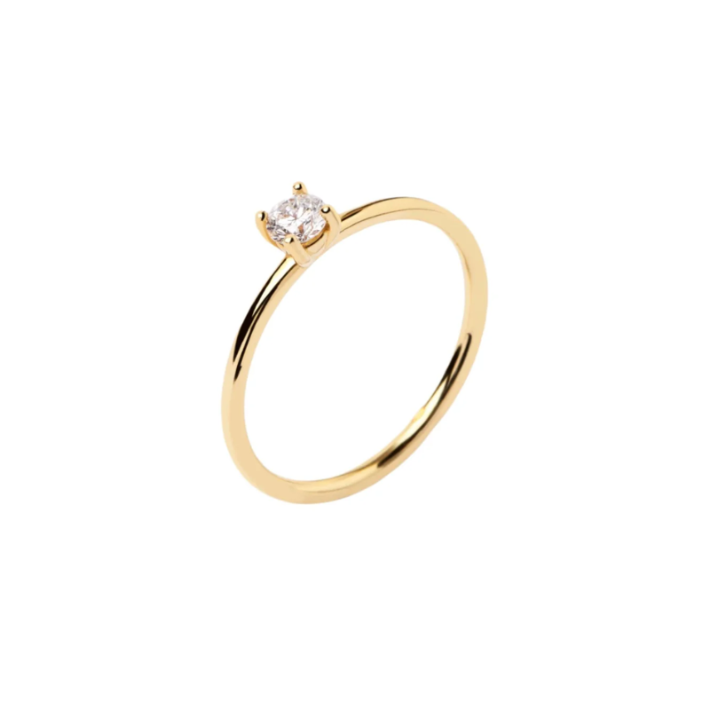Single Sparkle Diamond Gold Band Ring