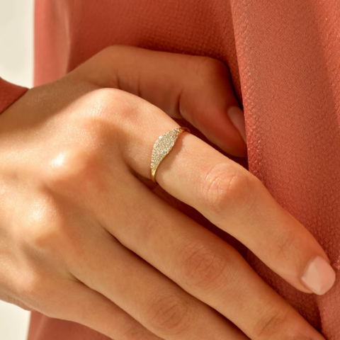 14ct Yellow Gold Plating Diamond Band Ring - VistaVistaVISIONS