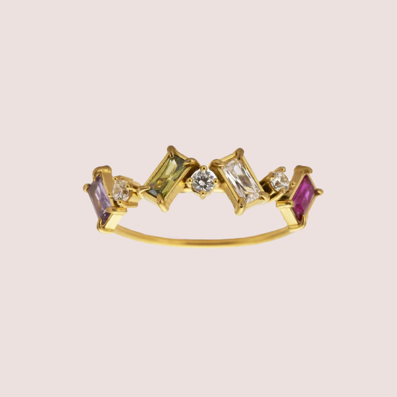 Multi Coloured Birthstone Gold Ring - VistaVistaVISIONS