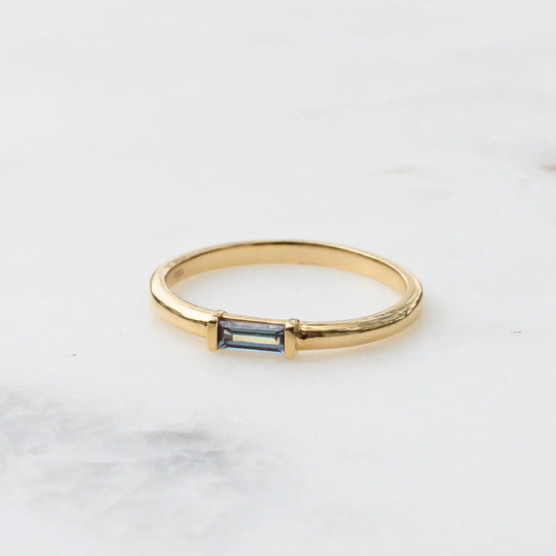 Tanzanite 14ct Gold Plated Baguette Ring - VistaVistaVISIONS