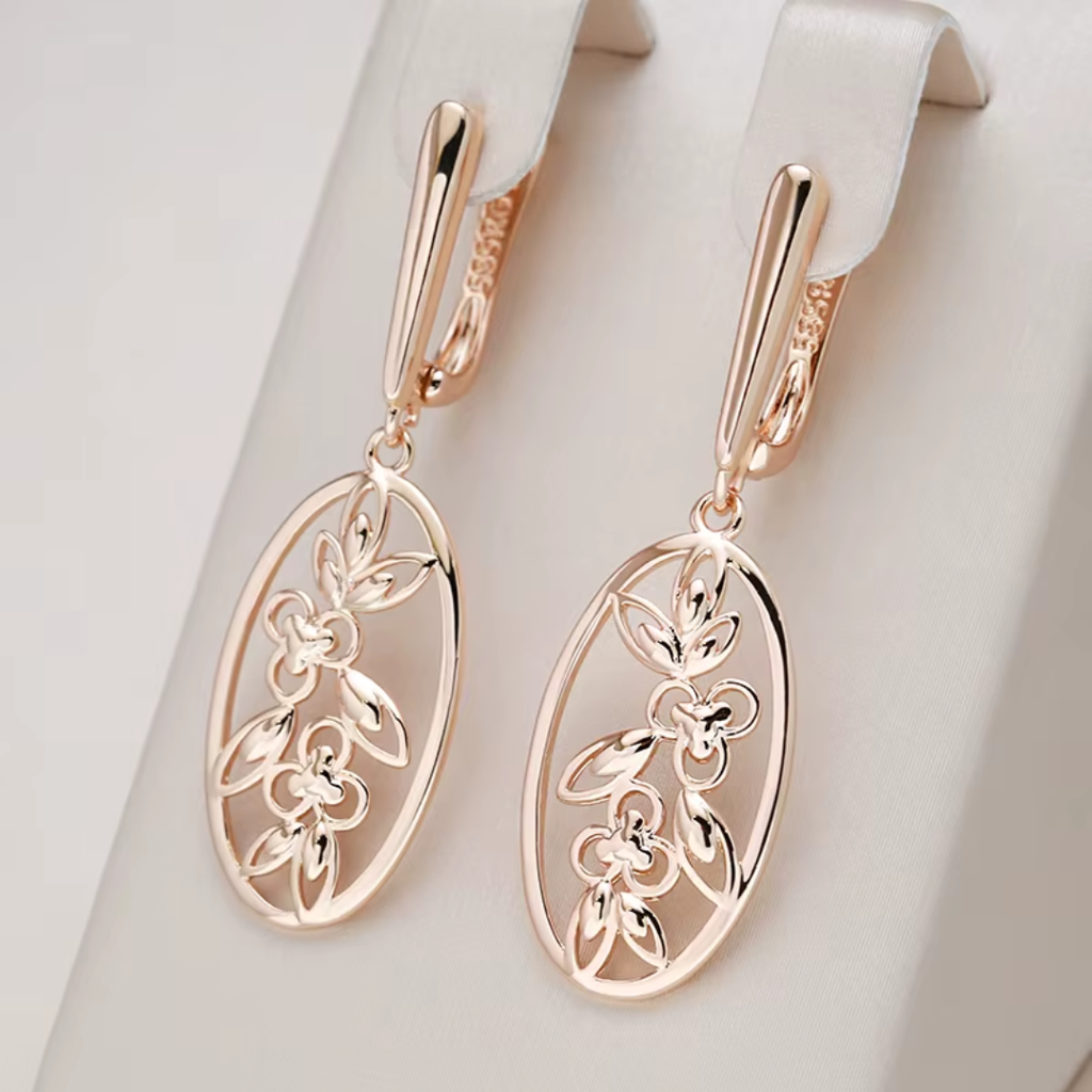 585 Rose Gold Plated Flower Style Earring - VistaVistaVISIONS