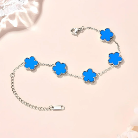 Blue Clover Sterling Silver Bracelet - VistaVistaVISIONS