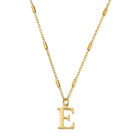 Gold E Initial Necklace - VistaVistaVISIONS