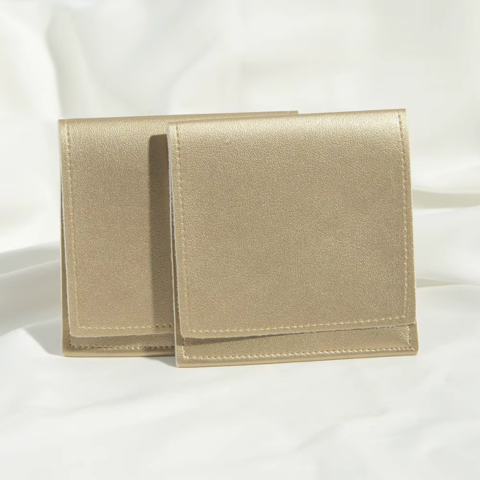 Gold Leather Jewellery Pouch - VistaVistaVISIONS