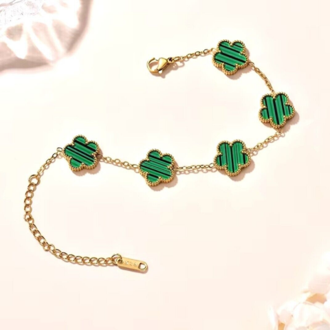 Green Clover Gold Plated Bracelet - VistaVistaVISIONS