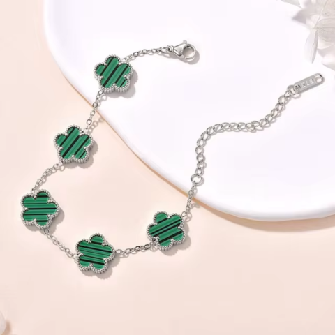 Green Clover Sterling Silver Bracelet - VistaVistaVISIONS