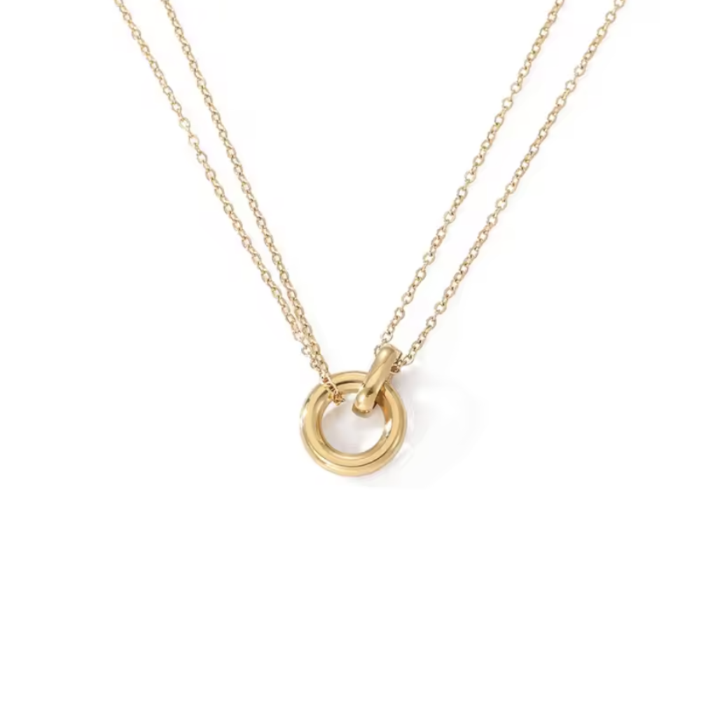 Interlocking Stainless Steel Two Tone Necklace - VistaVistaVISIONS