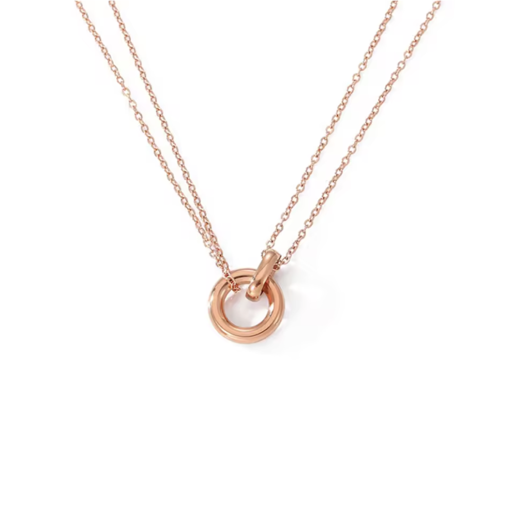 Interlocking Stainless Steel Two Tone Necklace - VistaVistaVISIONS