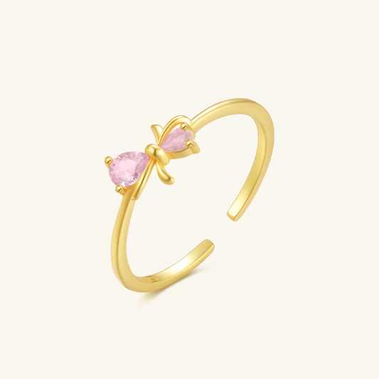 18ct Gold Plated Pink Zircon Cuff Ring - VistaVistaVISIONS