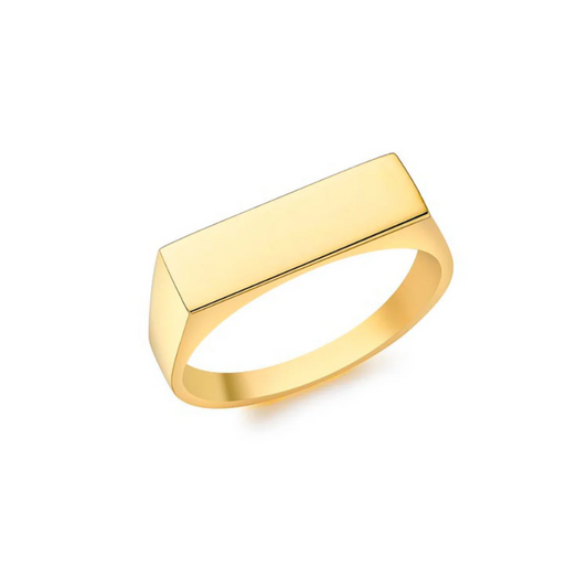 24ct Gold Plate Rectangle Signet Ring - VistaVistaVISIONS