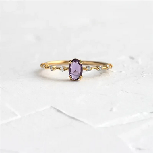 Brilliant Oval Amethyst Gold Ring - VistaVistaVISIONS