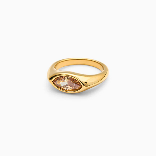 Gold Plated Gemstone Horse Eye Ring - VistaVistaVISIONS
