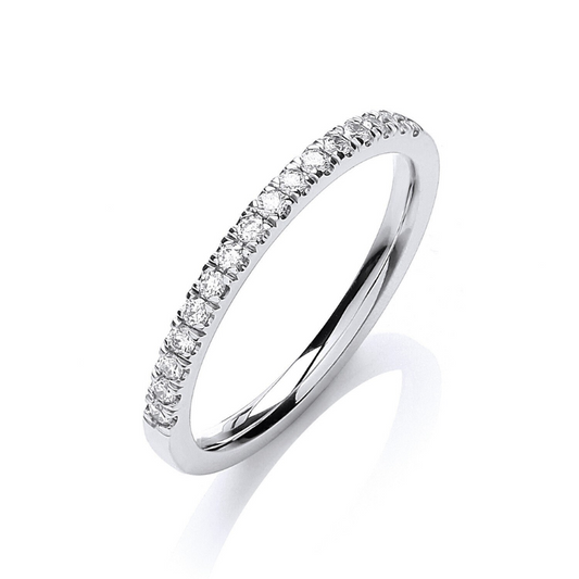 Half Shining ZIrcon Silver Band Ring - VistaVistaVISIONS