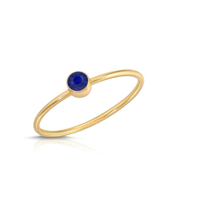 Minimalist Blue Sapphire Gold Ring