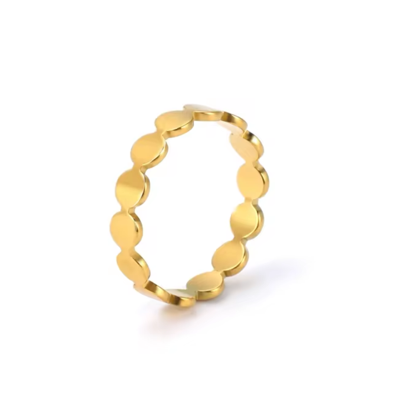 Minimalist Dotted Yellow Gold Ring