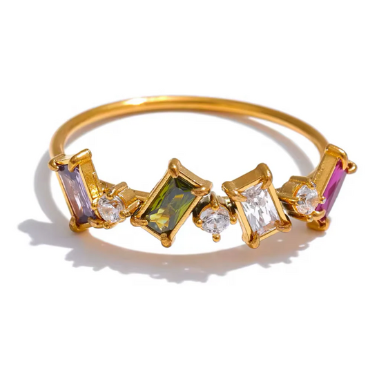 Multi Coloured Birthstone Gold Ring - VistaVistaVISIONS