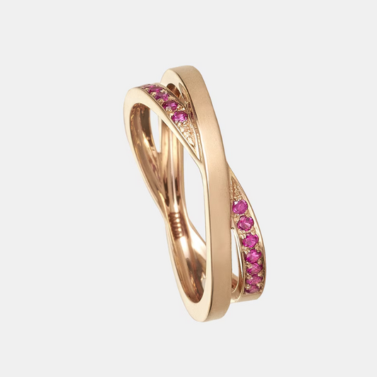 Ruby Stone Gold Plated Stack Ring - VistaVistaVISIONS