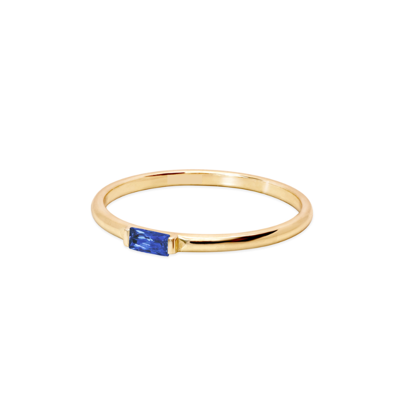 Sapphire 14ct Gold Plated Baguette Ring - VistaVistaVISIONS
