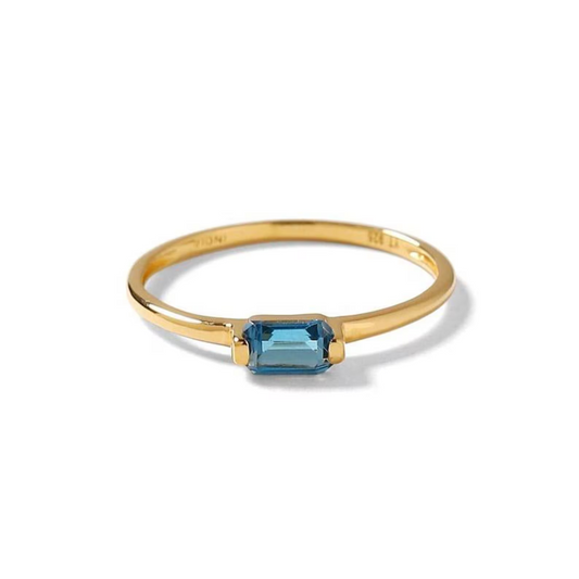 Shining 14ct Gold Plated Blue Topaz Ring