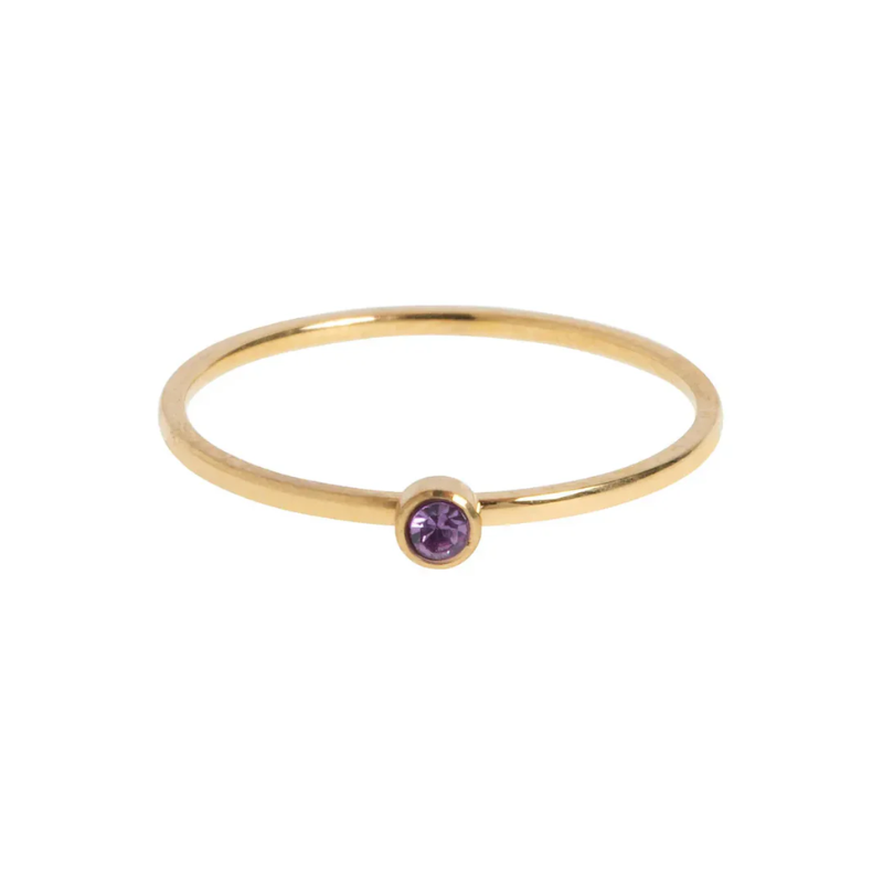 Dark Amethyst Sparkling Gold Ring