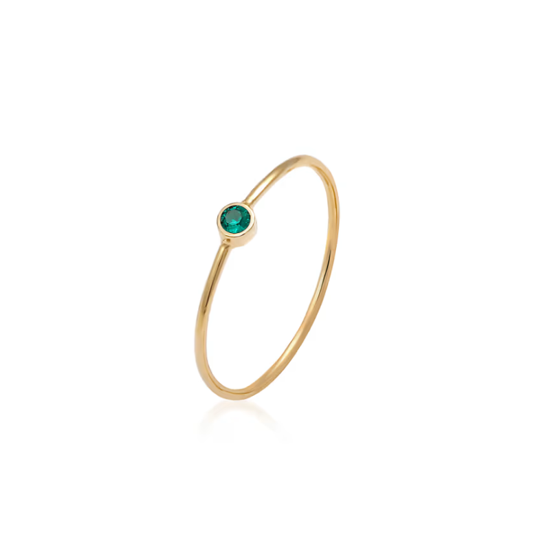 Single Emerald Stone Gold Ring
