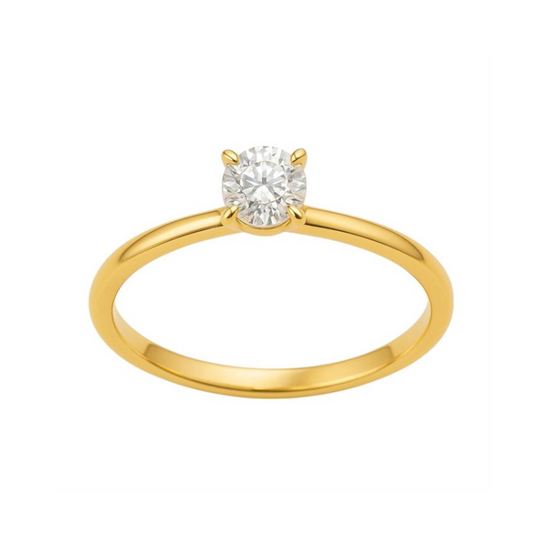 Single Sparkle Diamond Gold Band Ring
