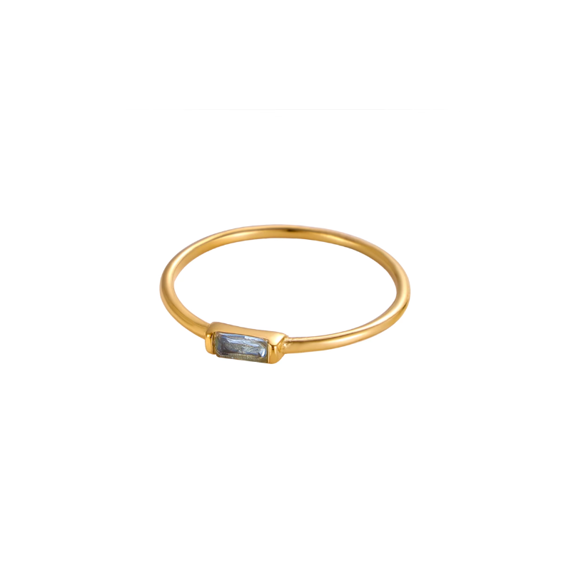 Tanzanite 14ct Gold Plated Baguette Ring - VistaVistaVISIONS