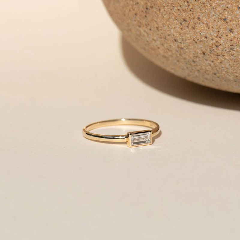 Zircon 14ct Gold Plated Baguette Ring - VistaVistaVISIONS