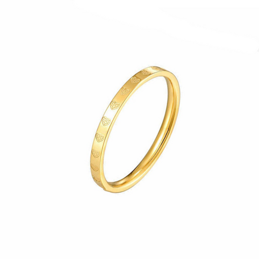 18ct Gold Plated Heart Pattern Ring