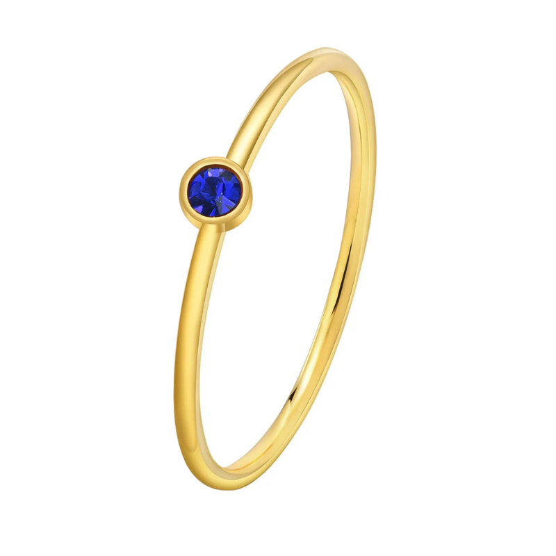Minimalist Blue Sapphire Gold Ring