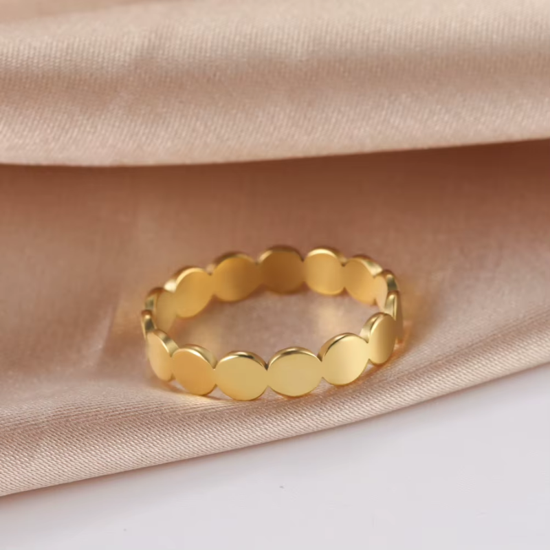 Minimalist Dotted Yellow Gold Ring