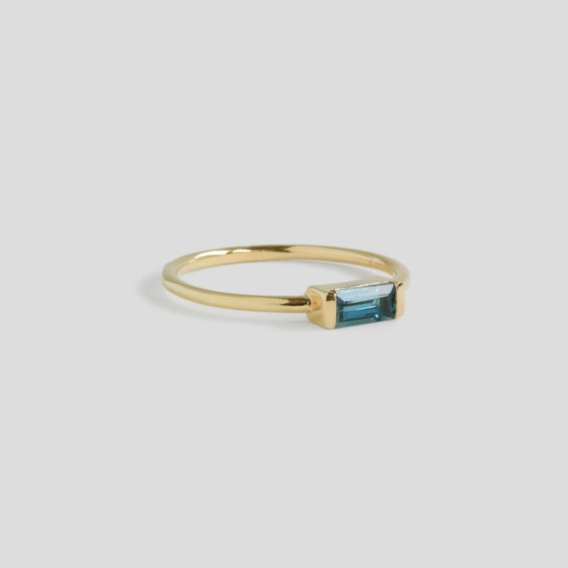 Shining 14ct Gold Plated Blue Topaz Ring