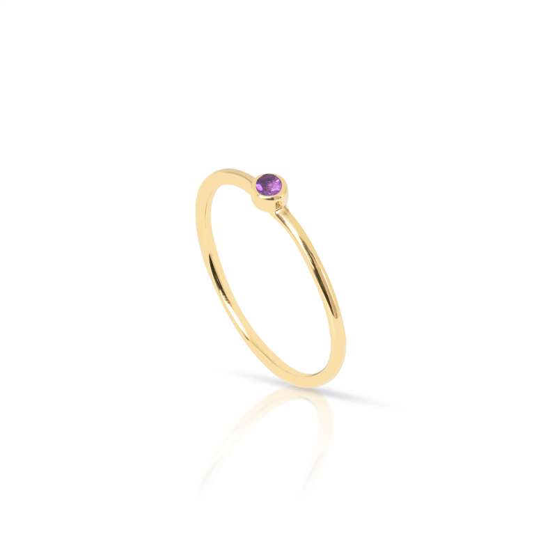 Dark Amethyst Sparkling Gold Ring
