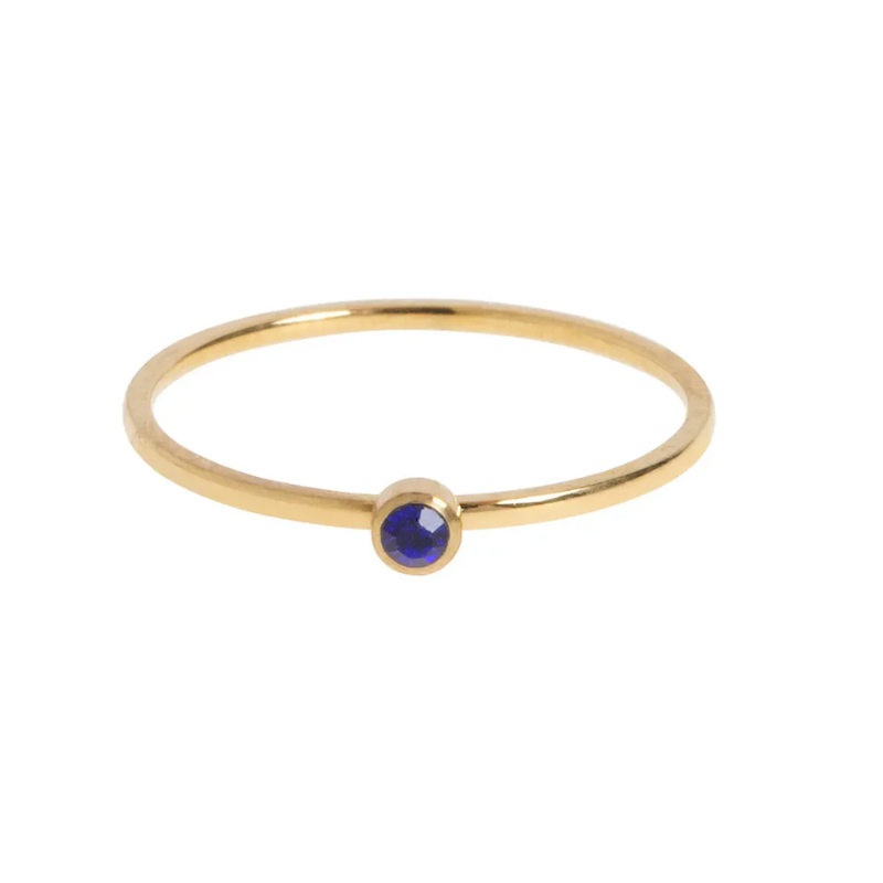 Minimalist Blue Sapphire Gold Ring