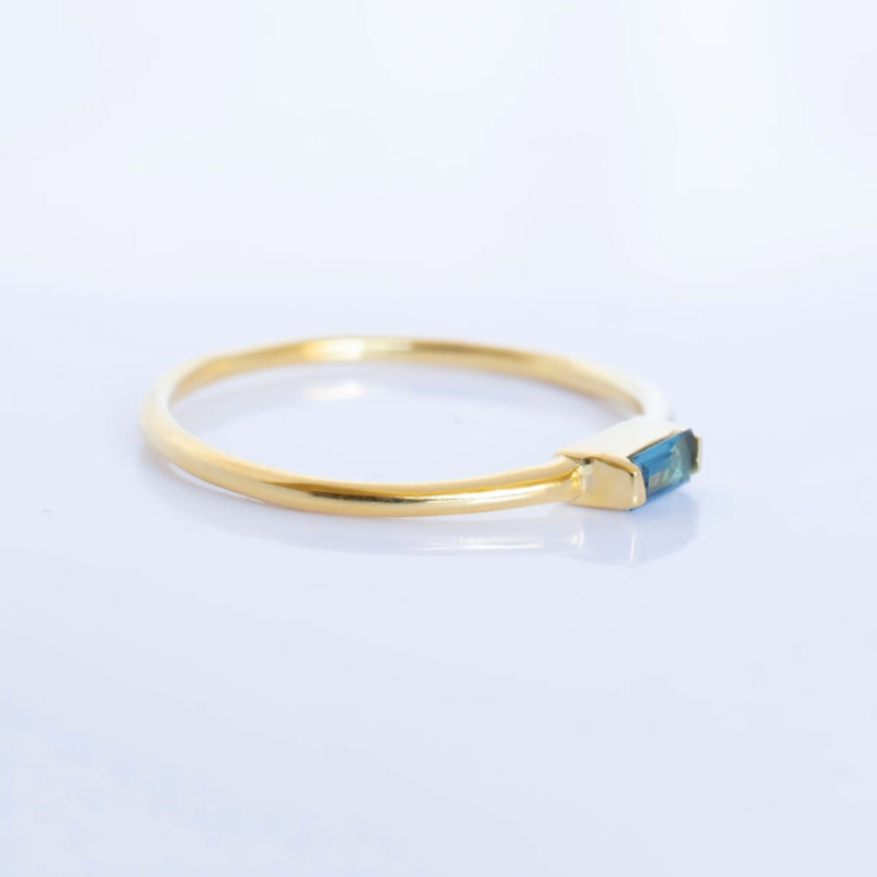 Shining 14ct Gold Plated Blue Topaz Ring