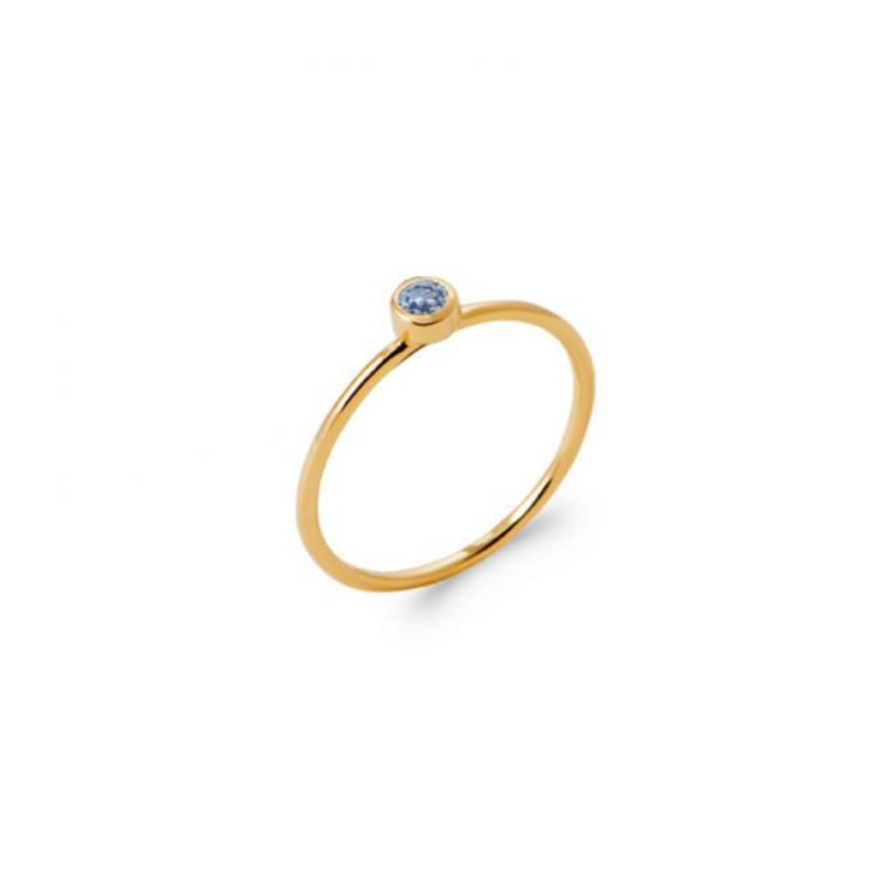 Single Blue Zircon Stone Gold Ring