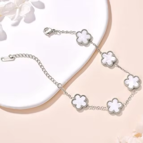 Sterling SIlver White Clover Bracelet - VistaVistaVISIONS