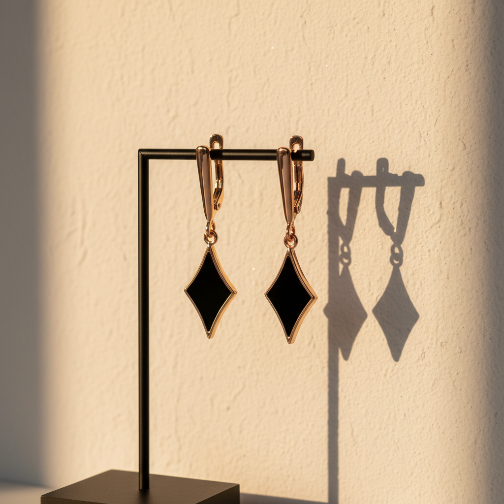 Black Onyx Rose Gold Star Drop Earrings – Golden Hour Lifestyle