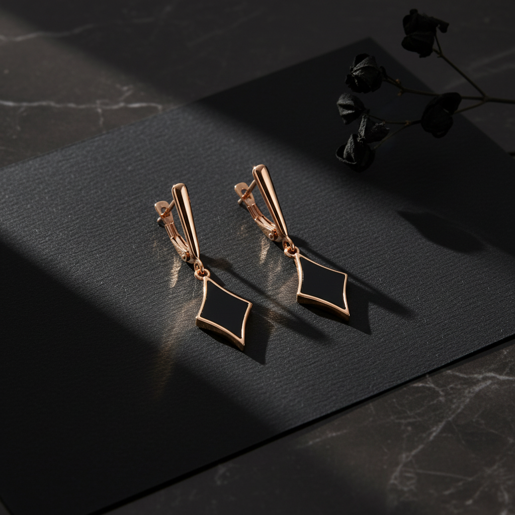 Black Onyx Rose Gold Star Drop Earrings – Natural Light Lifestyle